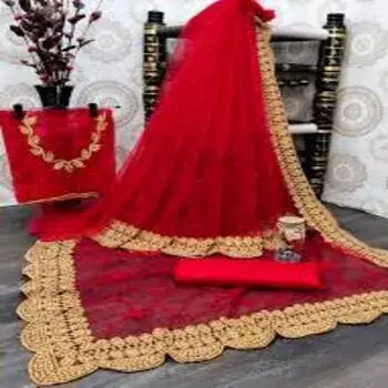 Bridal Embroidered Saree, Packaging Type : Poly Bag LatestEmbroiderySarees4-7810208-16025.webp