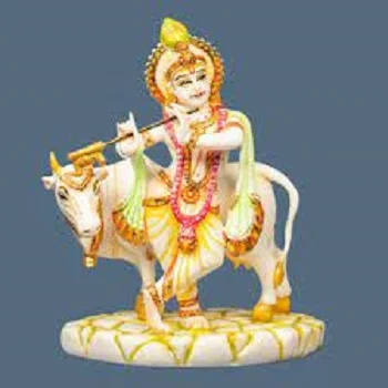 Marble Cow Krishna Statue